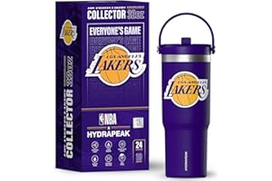 Hydrapeak x NBA Officially Licensed Los Angeles Lakers 32oz Nomad Stainless Steel Tumbler with Handle and Straw Lid, Leakproof Water Bottle in Limited Edition Collector's Gift Box