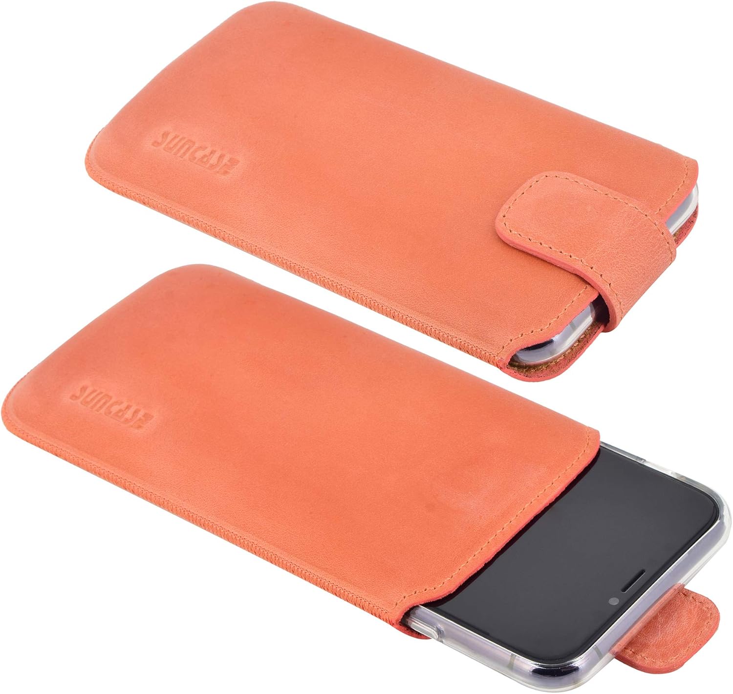 Suncase Case Compatible with iPhone 11 Pro (5.8 Inches) with Additional Case / Shell / Bumper / Silicone *Pull Up Tab Feature * Mobile Phone Leather Protective Case in Antique Salmon Pink - Image 5