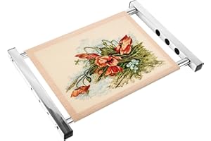 Cross Stitch Scroll Frame Stand, 11/9/7.3/5.5in Adjustable Stainless Steel Embroidery Frame with Masking Tape Needlepoint Hol
