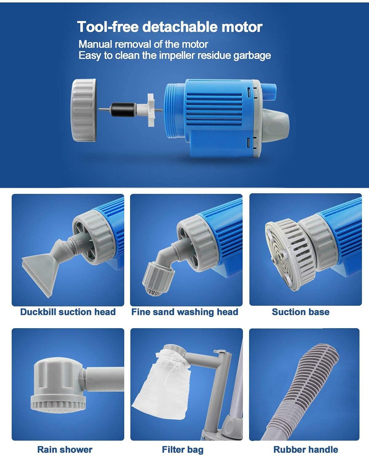 UPETTOOLS Aquarium Gravel Cleaner - Electric Automatic Removable Vacuum Water Changer Sand Algae Cleaner Filter Changer 110V/28W : Pet Supplies