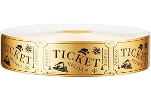 Amviner Merry Christmas Single Roll Raffle Tickets Believe Tickets Golden Tickets Decorations for Events, Classroom Reward, Carnivals, Family Games, Door Prizes, Bingo, Auction (1000 Pcs)