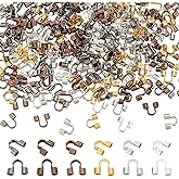 HOBBIESAY 240Pcs 6 Styles Brass Wire Guard 5mm Long U Shape Jewelry Wire Protectors Loops Wire Guardians Guardians Wire Protectors Wire Guard Loops for Jewelry Making Hole: 1.5mm