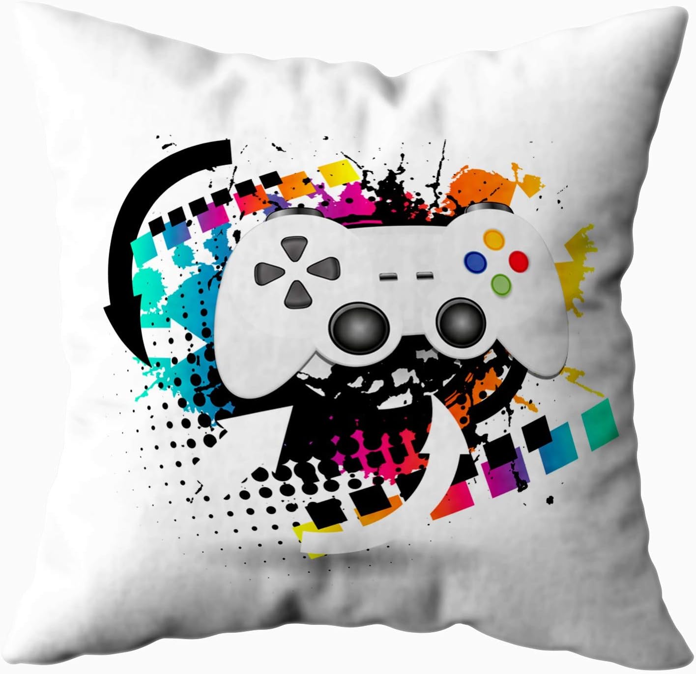 TOMKEY Gift Pillow Cases, Hidden Zippered 18X18Inch Game Decorative Throw Cotton Pillow Case Cushion Cover for Home Decor,White
