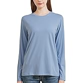 netdraw Women's Bamboo Viscose Cotton Long Sleeve T-Shirt, Crew Neck Buttery Soft Comfy Casual Lounge Sleep Pajama Tees