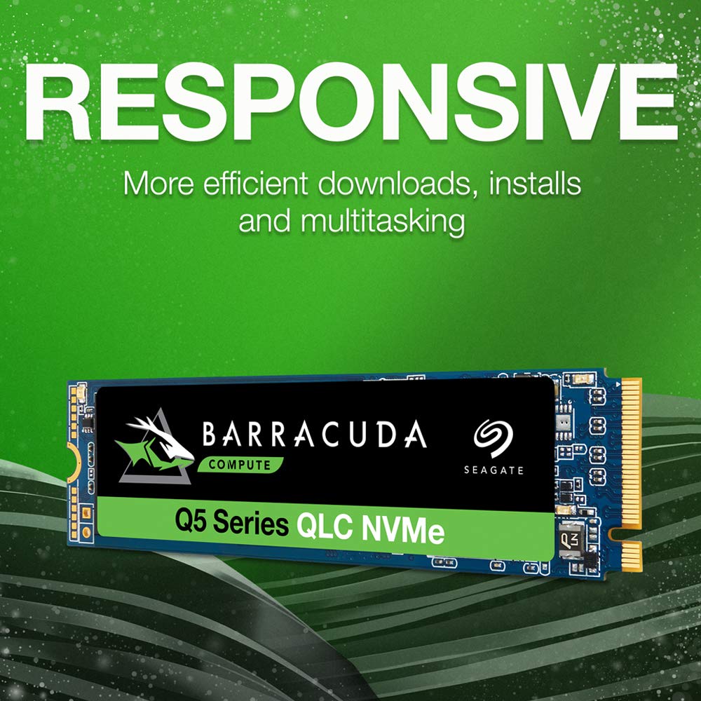 Seagate Barracuda Q5 500GB Internal SSD - M.2 NVMe PCIe Gen3 ×4, 3D QLC for Desktop or Laptop, 1-Year Rescue Services (ZP500CV3A001)