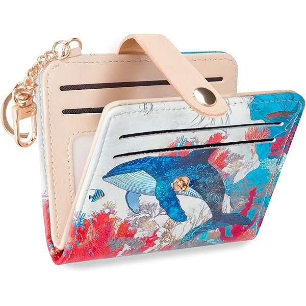 Sunpour Small Wristlet Wallets For Women Keychain Wristlet Wallet RFID Blocking Key Chain Wallet With Zipper Coin Pocket,2 Id Window(Purple