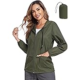 JTANIB Women's Raincoat Waterproof Windbreaker Hooded Lightweight Packable Rain Jacket with Back Zipper Coats S-XXL
