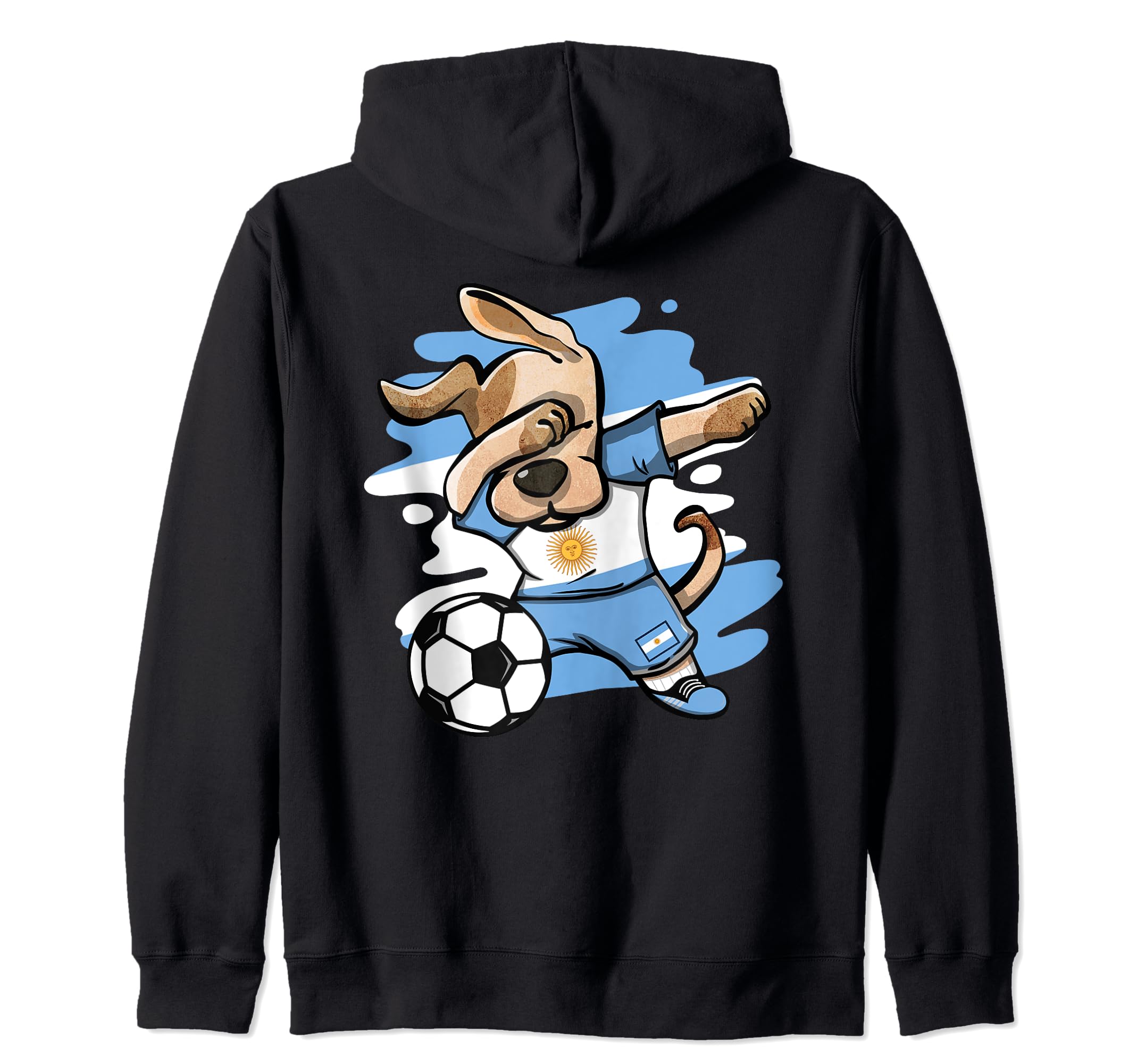 Dabbing Dog Argentina Soccer Fans Argentinian Flag Football Zip Hoodie