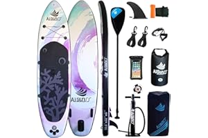 AISUNSS Inflatable Paddle Board for Adult, Paddle Board for All Skill Levels, Wide SUP Board with Pr...