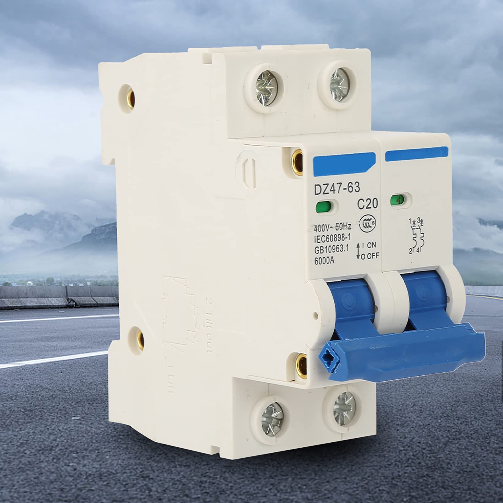 Circuit Breaker 2 P 400VAC DZ47-63 Mini Circuit Breaker Cutout Switch Breaker 6A/10A/16A/20A Mechanical Life 20,000 Cycles(20A)