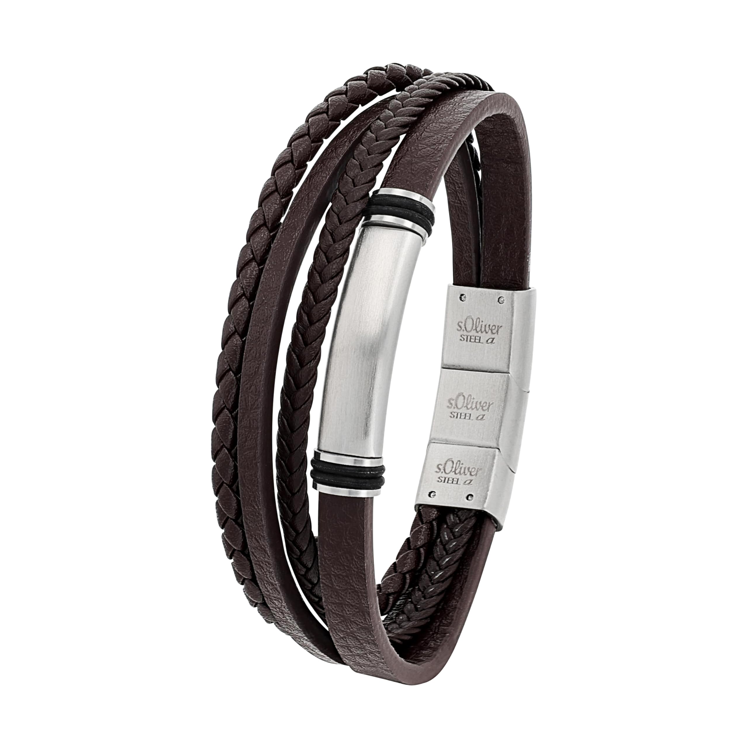 s.Oliver Bracelet Men Arm jewelry, 20+1,5 cm, Brown, Comes in jewelry gift box, 2022621