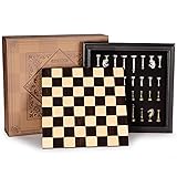 AMEROUS 12.5 inches Wooden Chess Set with Metal