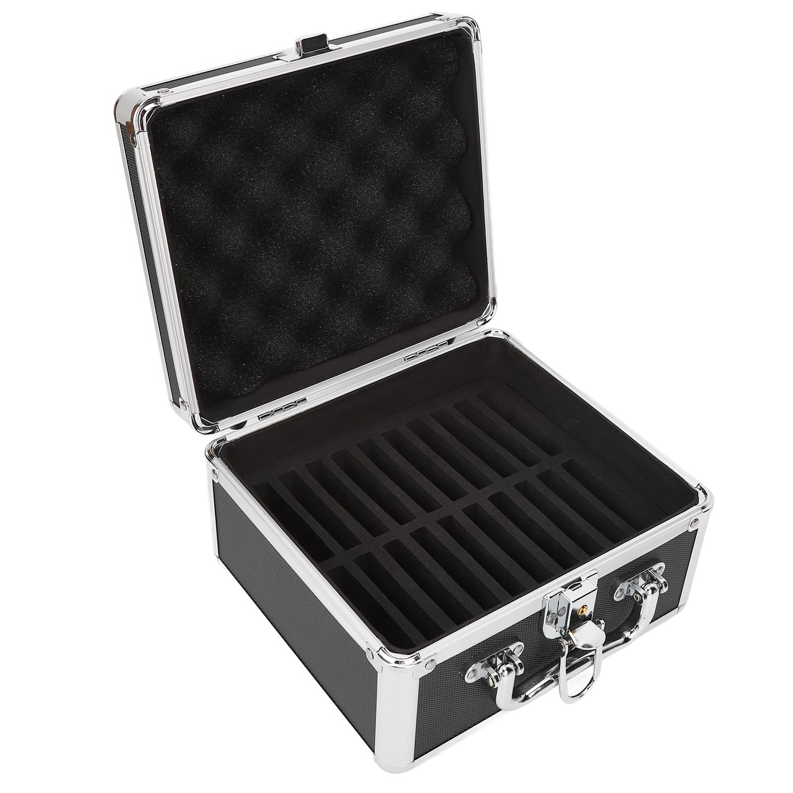 ASHATA Hard Drive Case 2.5inch 20 Bay, HDD Storage Box Suitcase with Security Lock and Cushioning Pad, Shockproof Waterproof External Hard Drive Carrying Case, Black