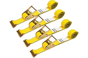 JOYANALL E Track Straps 2" x 16'(4 Pack), E Track Ratchet Straps 4400 LBS Box Truck Straps for Semi Trailers, Vans, Load