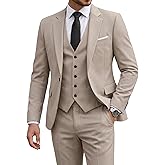 YND 3 Piece Mens Suit Set, Slim Fit Jacket Pants and 5-Button Vest, Notch Lapel Tuxedo Set for Wedding Business Prom