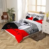 Loussiesd Duvet Cover Set 3Pcs Gamepad White Red Black Grey Twin/Double view 2