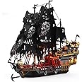 NUTCRACKER Pirate Ship Building Set with LED Light, Black Pearl Ship Toy Building Set, Sailboat Model Home Decor, Easter Christmas Birthday Gift for Adults Boys Girls 14+（1713 Pieces）