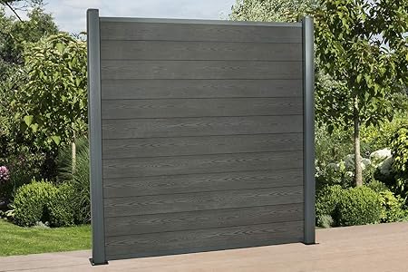 Detowood Hochwertiger Wpc Zaun Mit Alu Pfosten 240x9x9 Cm Zum Einbetonieren Masse 1 8 Bis 21 6 Lfm Modell Premium Farbe Granit Grau 7 2 Amazon De Garten