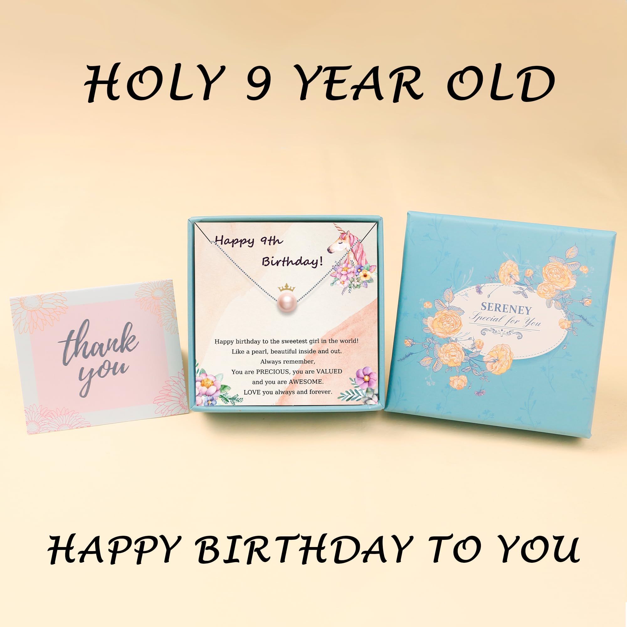 Sereney Birthday Gifts for Girls Women, Sterling Silver Pearl Necklace as 7 9 10 11 13 15 16 18 21 30 40 50 60 Year Old Birthday Gifts, Single Pearl Necklace as Bday Gifts for Friends Lockets