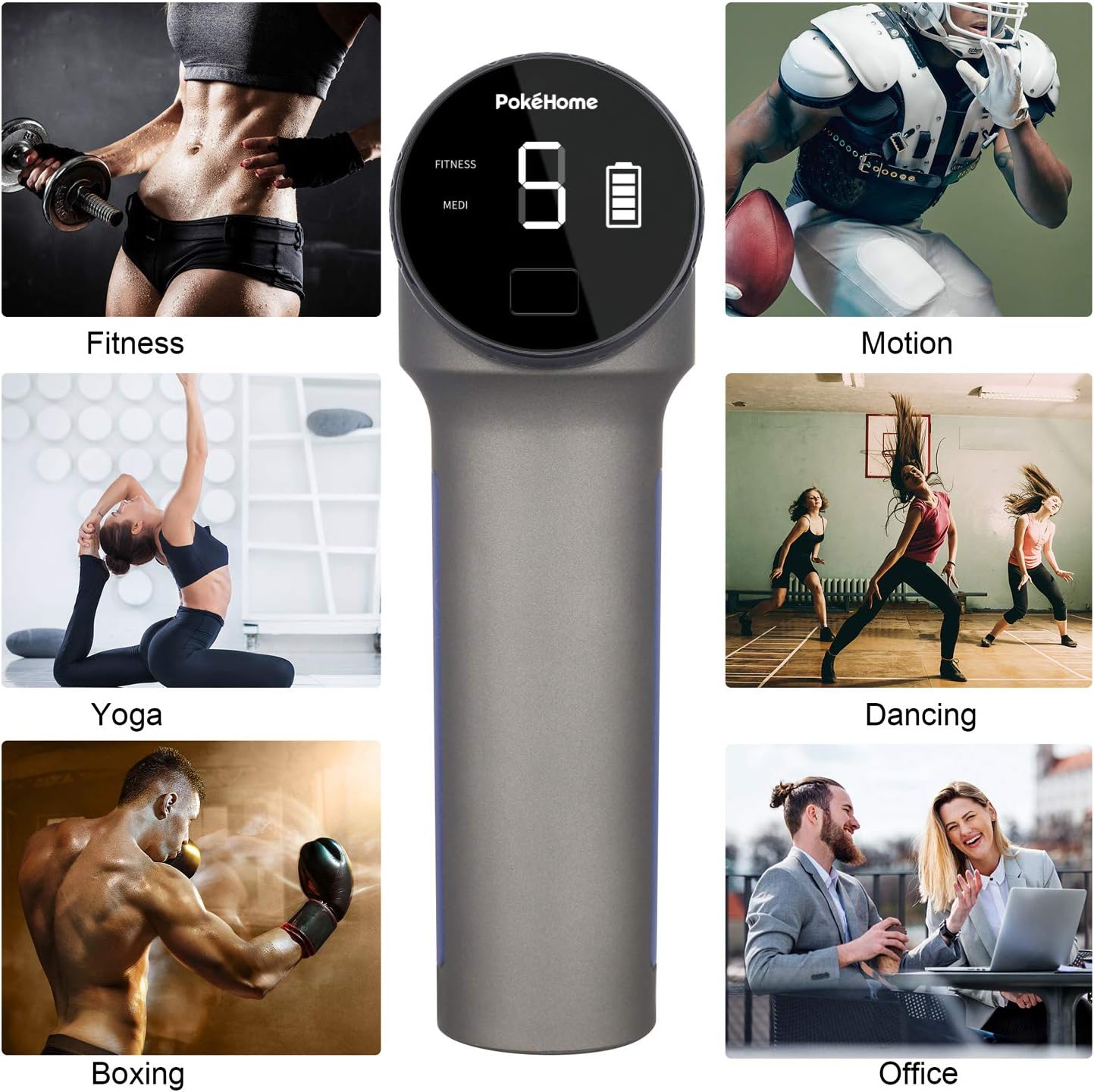 Muscle Massage Gun Deep Tissue for Athletes, Pokehome Deep Tissue Massage Gun Percussion Muscle Massager Handheld Deep Tissue Massage Gun, 11 Speed High Intensity Vibration, 6 Heads Included: Health & Personal Care