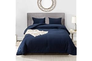Luxlovery Navy Comforter Set Twin Modern Solid 3 Piece Bedding Sets Comfy Soft Blanket Quilts Lightweight Bedding Comforter Set for Women Boys Men Teens Adults
