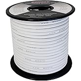 DONOKY 12 Gauge 12 AWG Silicone Wire - White 50ft Spool, Ultra Flexible 12 Gauge Stranded Tinned Copper Wire, 12 AWG Automotive RC Battery Wire 600V 392℉
