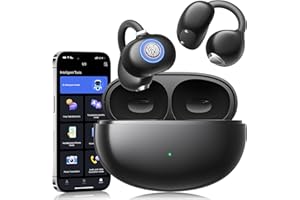 AMINY Open Ear Earbuds Clip-On Headphones, Lightweight Comfort Open Ear Clip Wireless Earbuds, 48H Play Bluetooth 5.4 Headphones with 163 Languages AI Translation Design Fit Sports Running