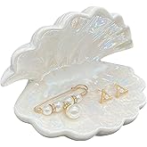 BOHK Shell Trinket Dish Ceramic Conch Ring Holder Jewelry Tray Decorative Jewelry Plate Cute Jewelry Organizer for Home Decor (Shell A)