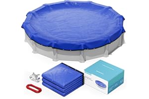 POOLHACKER【2024 Upgrade】 30 ft Round Winter Pool Cover - Round Pool Cover 30ft Round Above Ground, 4 Foot Overlap Extra Thick 420D Round Pool Cover with Winch and Cable