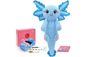 SGIBYN Axolotl Crochet Kit for Beginners with Step-by-Step Video Tutorials,Beginners Starter Crochet Animal Kit for Women Adu