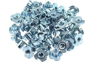 4 Prong Tee Nut MTQY 50PCS M4 x 10mm Zinc Plated Carbon Steel 4 Prong Tee Blind Nuts for Wood Rock Climbing Wall Holds Plywood Furniture Particle Board CNC Router, T-Nut