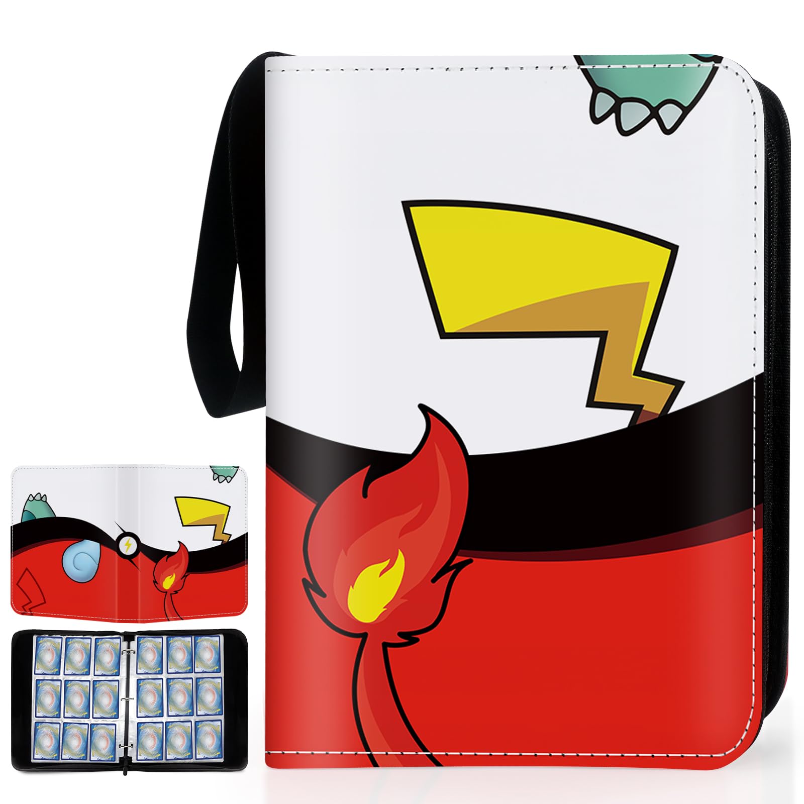 SALUOKE Card Binder 900 Pockets, 9 Pocket Trading Card Binder, Card Folder with Carry Handle, Collector Card Album Holder with 50 Removable Sleeves for Girls & Boys