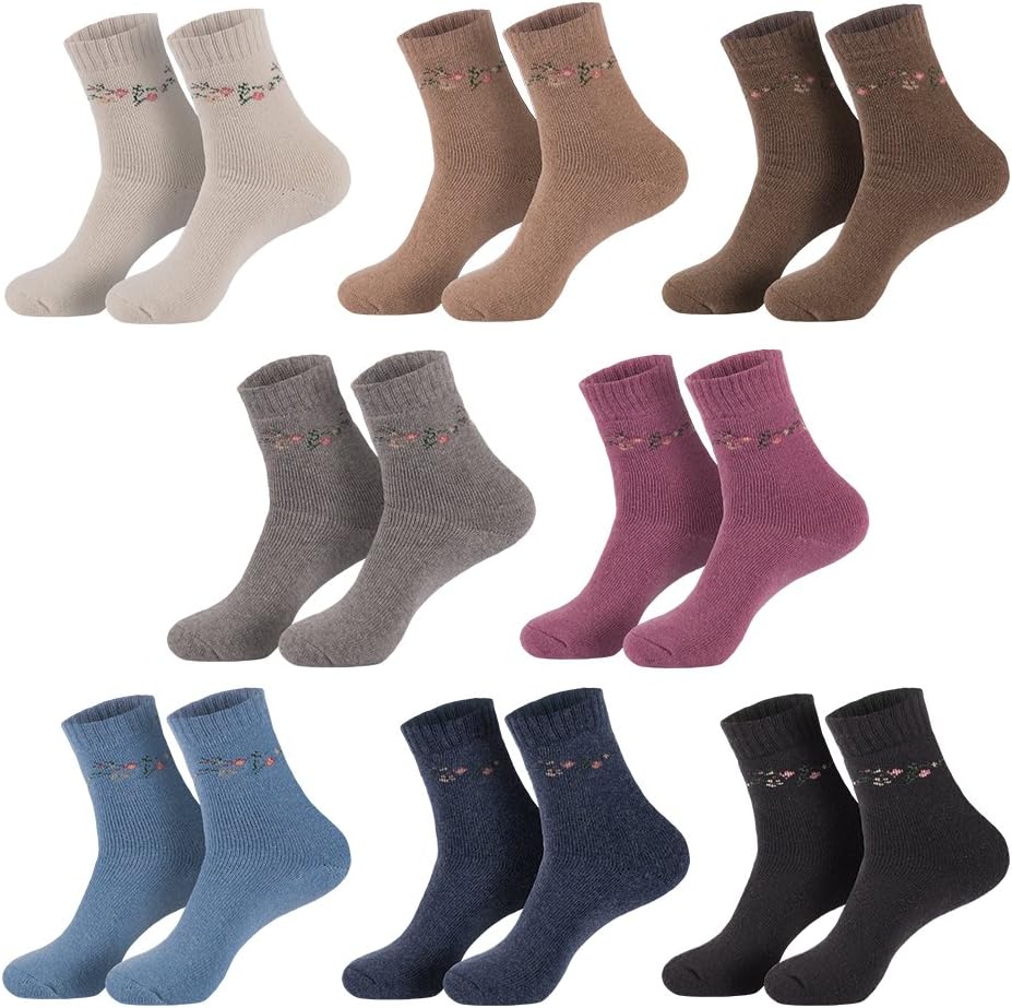 6 Pairs Ladies Winter Wool Angora Socks & in beautiful colours mixed by Art-Of-Baan Wall - Multicoloured - 35