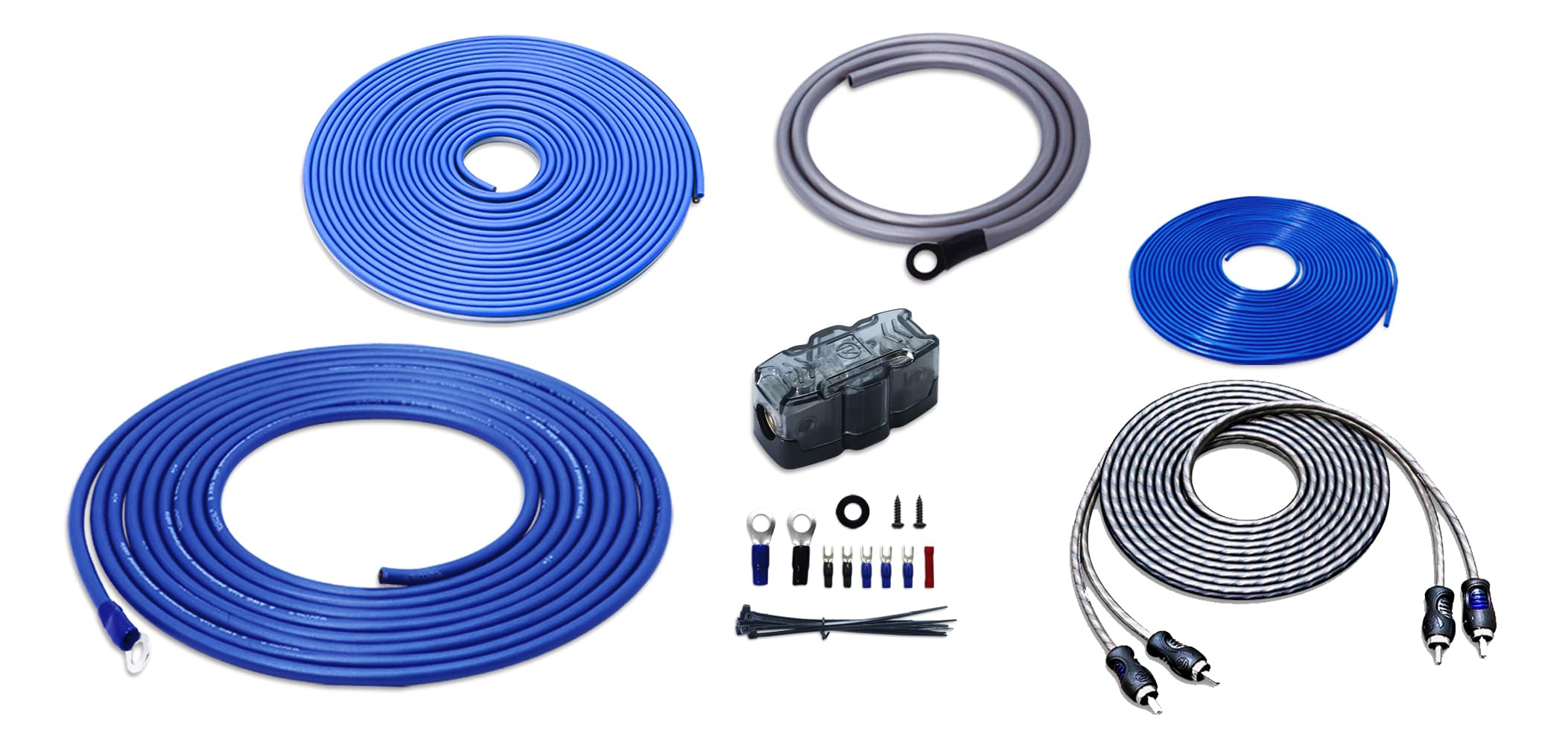 Recoil True 8 Gauge Complete CCA Amplifier Wiring Kits with OFC RCA Cable, Power Cables, Ground Cables, Turn-On Wire, Speaker Wire