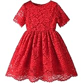 Lace Flower Girl Toddler Dress - Vintage Girls Formal Dress Girls' Special Occasion Dresses Short Sleeves Girls Party Dress
