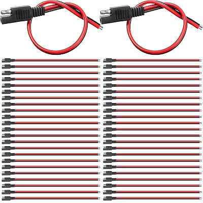 Frienda 8 Pack 14 Awg Connectors Cable Compatible with SAE 30cm 2 Pin Single Plug Disconnect Power Automotive Extension Cable for Motorcycles Cars Charger