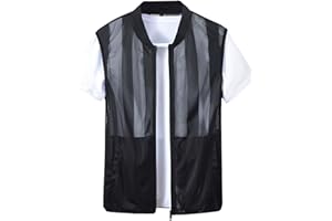 Flygo Men's Summer Casual Lightweight Breathable Mesh Cycling Travel Zip Vest