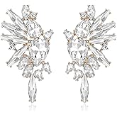 EVER FAITH Vintage Rhinestone Statement Earrings, Fashion Bling Colorful Marquise Drop Crystal Cluster Dangle Pierced Earrings for Women