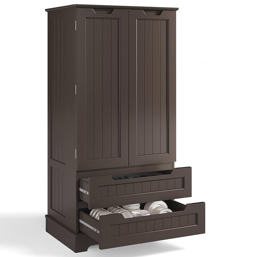 Credenza Armadio Sideboard Cucina con 2 Doppie Porte e 2 Cassetti