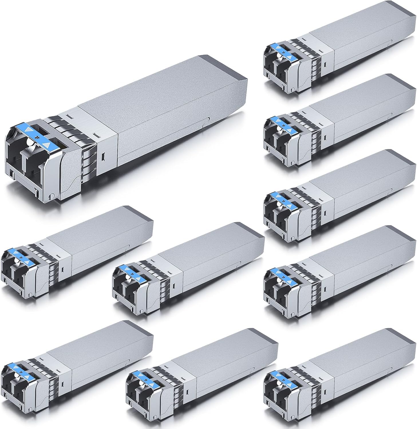10Gtek [10 Pack 10Gb SFP+ LR Singlemode Module 10km, 10GBase-LR LC Transceiver Compatible for Cisco SFP-10G-LR, Meraki, Mikrotik, Ubiquiti UniFi UF-SM-10G, Netgear,Zyxel,Qnap,Synology,D-Link and more