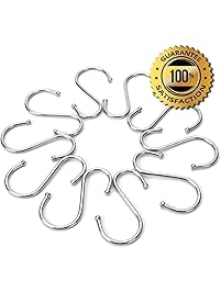 Amerigo S Hooks for Hanging - SPECIALLY DESIGNED Hanging Hooks - Set of 10 Heavy Duty Kitchen Hooks - S Shaped Metal Hooks - Closet Hooks - S Hooks for Hanging Plants - Hanger Hooks - Size L