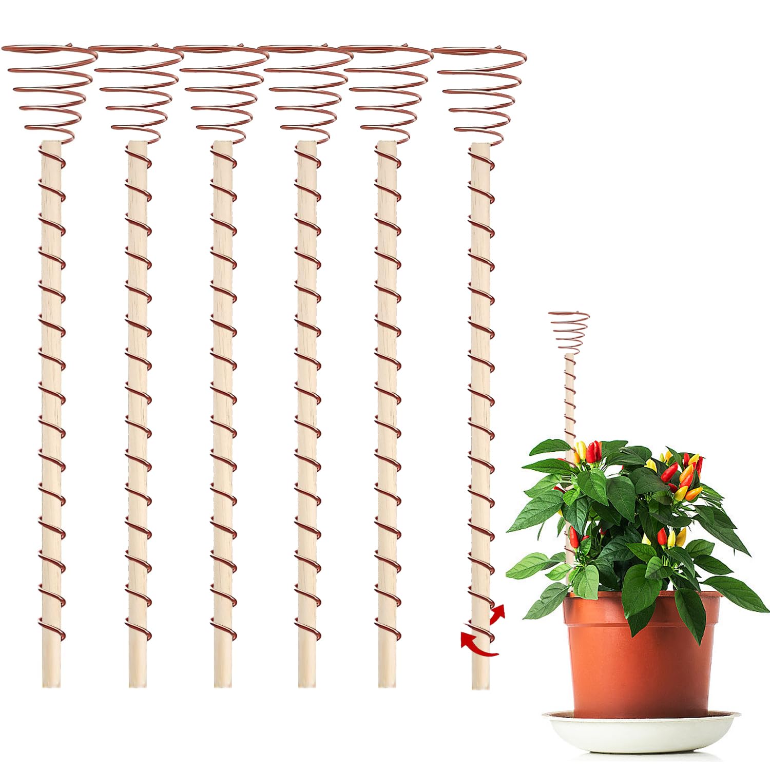 Copper Plant Stakes,Ompinda 6 Pcs Electroculture Gardening Coil Antennas Plant Copper Coils Wire Tools for Growing Plants,Vegetables and Fruits,High-Yield