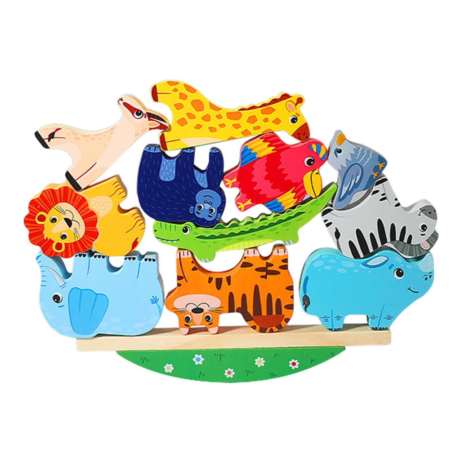 Montessori Toys for Boys Girls Gifts, Wooden Animal Stacking for Toddlers, Educational Balancing Activity Toy, Building Blocks Toys Birthday Gifts for Children Age 1+(11 pieces)