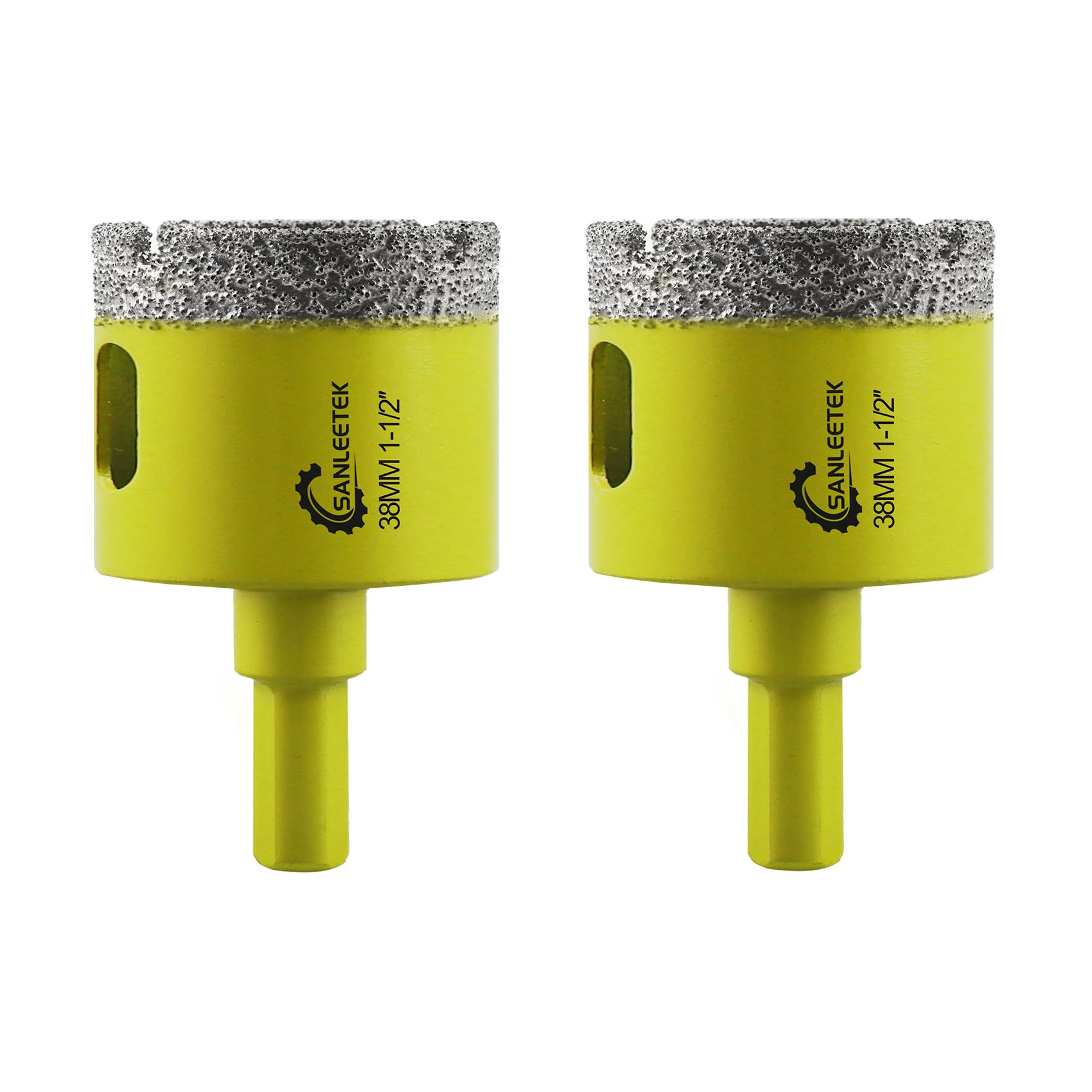Dry Diamond Core Drill Bits - 2pcs 38mm SANLEETEK Hole Saw with Triangle Shank for Ceramic Porcelain Tile Granite Marble Quartz Stoneware — image 1