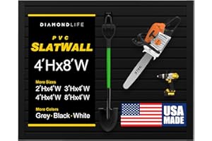 DLDIRECT 48" X 96" - Slatwall Panel Garage Organizer: Heavy Duty Wall Mounted PVC Rack, Interlocking Slat Paneling for Garage Storage, Slotwall Board, Shelves System