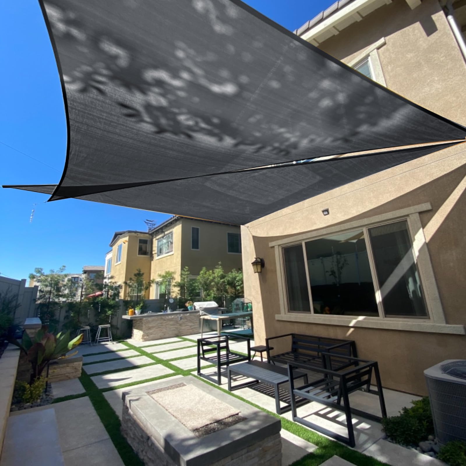Photo 1 of SUNLAX Sun Shade Sail 20' x 20' x 20' Graphite Grey Triangle Canopy Sail Shade Cover UV Block Permeable Sunshade Outdoor for Patio Backyard (We Make Custom Size)