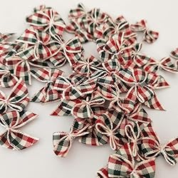 Micomon 50pcs 1.2-Inch Mini Bows for Crafts Gingham