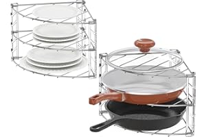 Deco Brothers 3-Tier Counter and Cabinet Corner Shelf Organizer, 2 Pack, Chrome