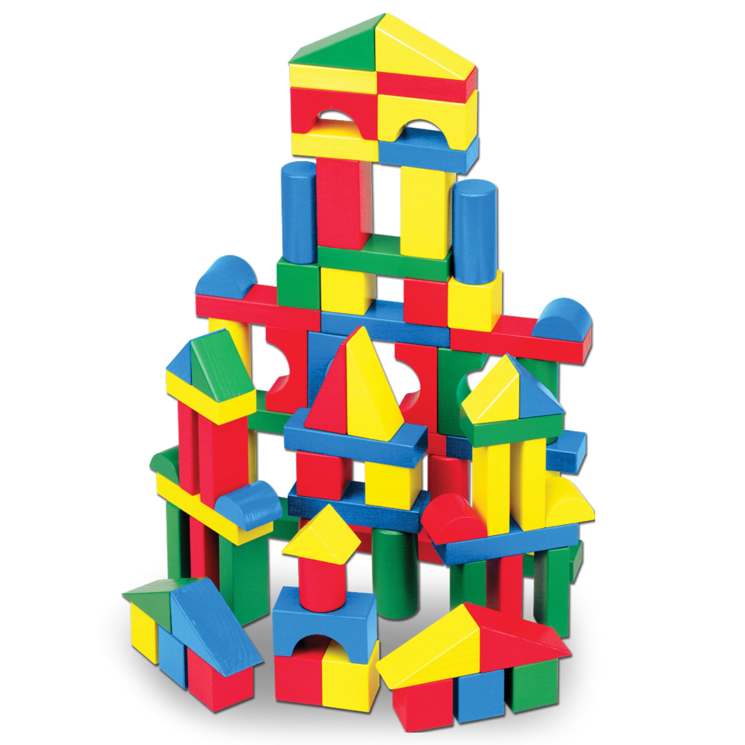 Melissa & Doug Melissa & Doug Blocs De Construction En Bois, Jouet Éducatif Pour Les Enfants, 100 Blocs Colorés De Formes Et Tailles Différentes, Jeux D'Éveil, Cadeau Pour Garçons Et Filles De 3 4 5 6 7 Ans