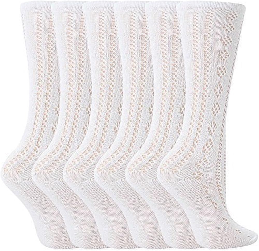 6 Pairs Girls White Fancy Pelerine Knee High Socks 912 Uk, 2730 Eur